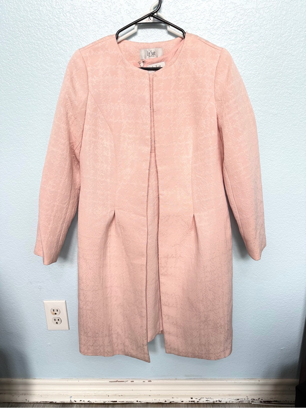 Le Suit Petite Blush Pink Jacquard Dress Jacket Set Size 8P